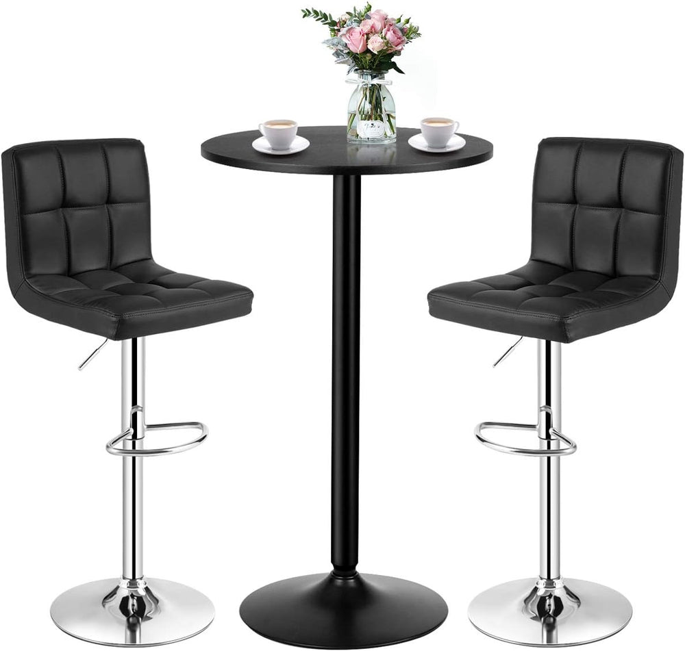 COSTWAY 3-Piece Bar Table Set, Counter Height Table Set with 2 Bar Stools