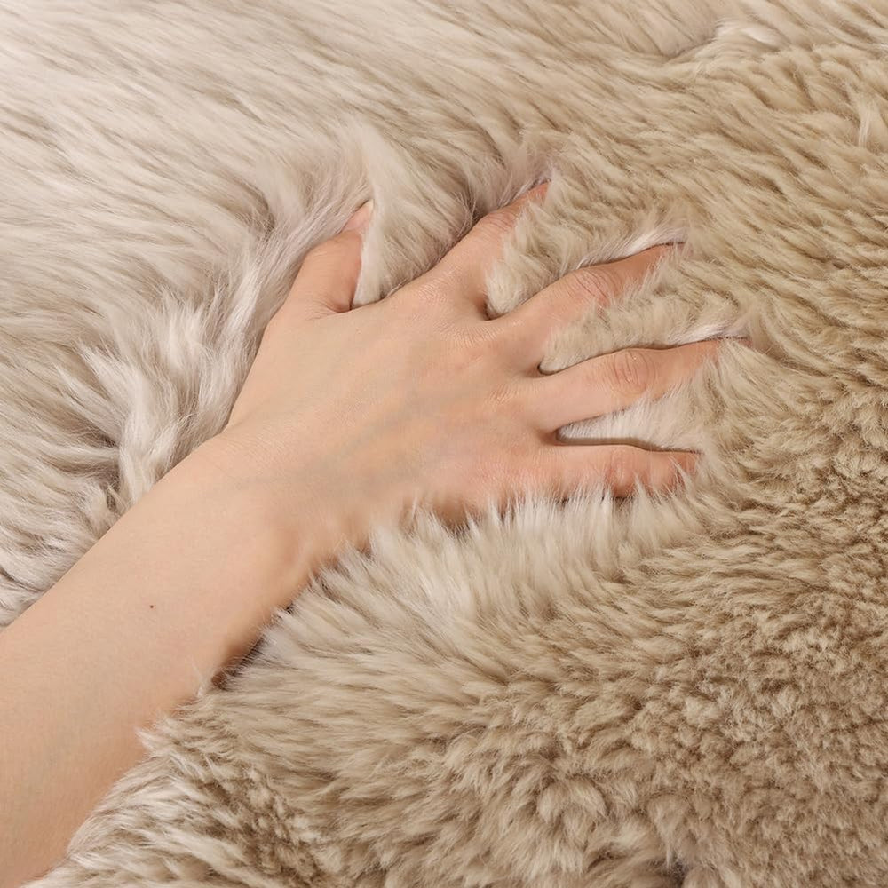 LLB Genuine Sheepskin Throw Pillow Covers Fluffy Decorative Square Couch Pill...