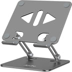 Adjustable Tablet Stand Holder for Desk, Desktop Tablet Holder, Foldable Aluminum Tablet Mount for iPad pro 12.9, iPad Air Mini, Samsung Galaxy Tabs Z Fold Kindle Fire,4-12 inch, Grey