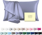 Natural Mulberry Silk Pillowcase for Hair and Skin Queen Size 20"X30" Silk Pillow Case with Hidden Zipper Soft Breathable Smooth Cooling Silk Pillow Covers for Sleeping(Grayish Blue,Queen,1Pcs)