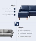 Kingfun 88" L-Shape Sofa, Chenille Sectional Couch, Mid Century Modern Couches with Solid Wood Frame for Living Room & Bedroom, Royal Blue