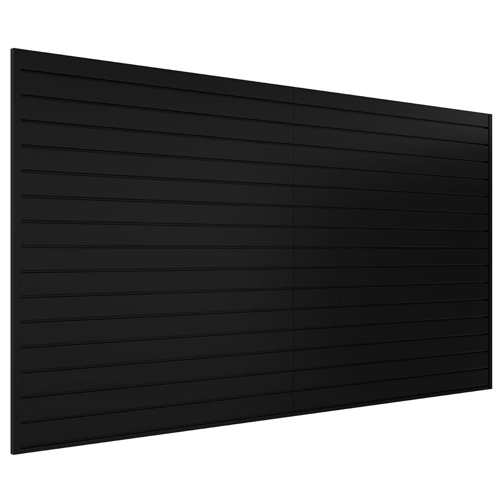 Slatwall Panel 8 FT x 4 FT, Interlocking Slat Wall Paneling, Wall Mounted PVC Wallpanel, Suitable for Garage Storage and Organizer, Slatwall Board, Shelves - Black
