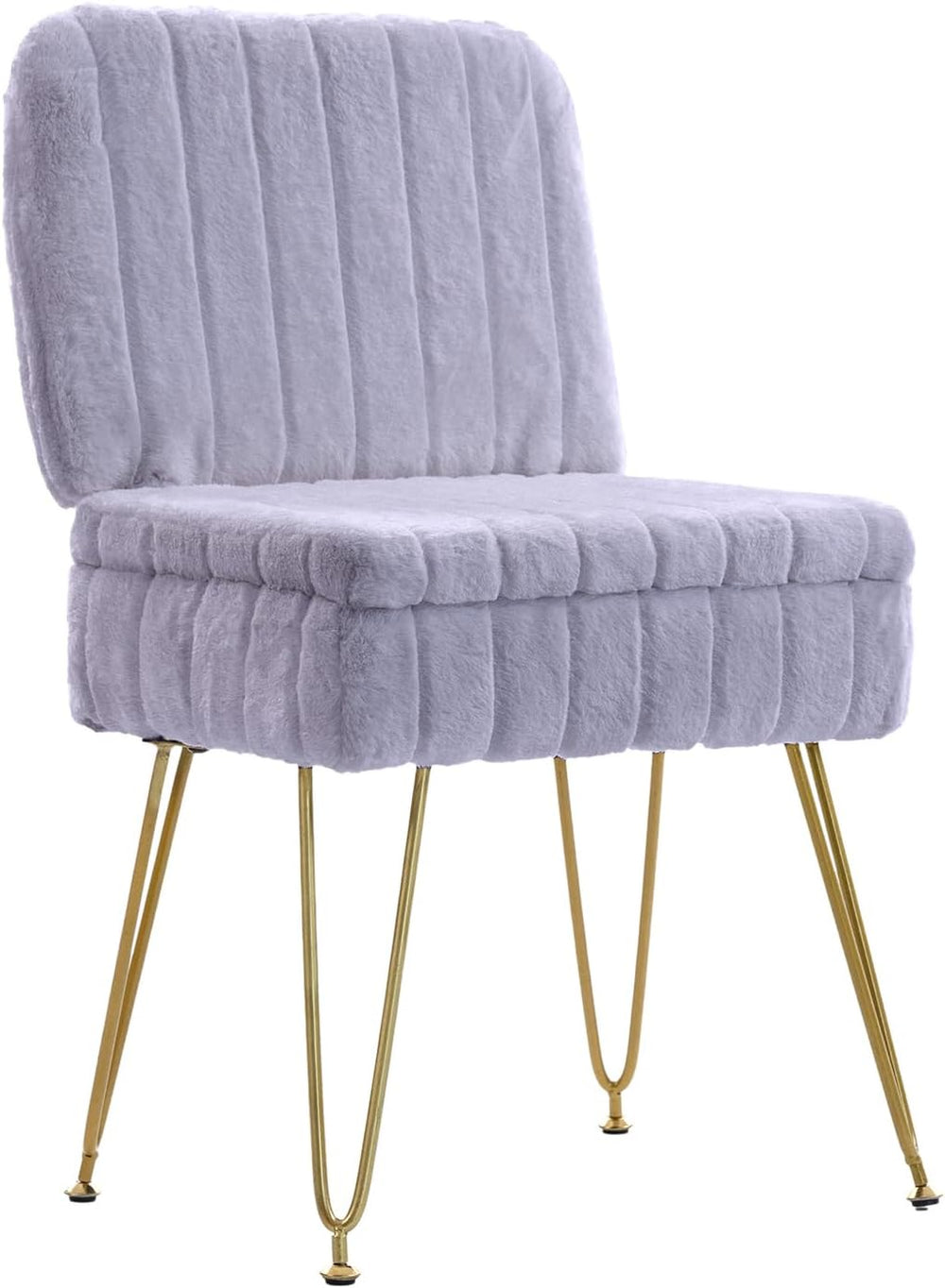 Vanity Chair with Storage | Comfy Ottoman with Folding Back