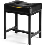 Saddle Seat Vanity Stool, Makeup Stool Chair with Metal Leg, U-Shaped Faux Leather Ottoman Foot Rest, Small Square Chairs Under Desk for Vanity, Living Room, Bedroom, Modern Makeup Bench Black