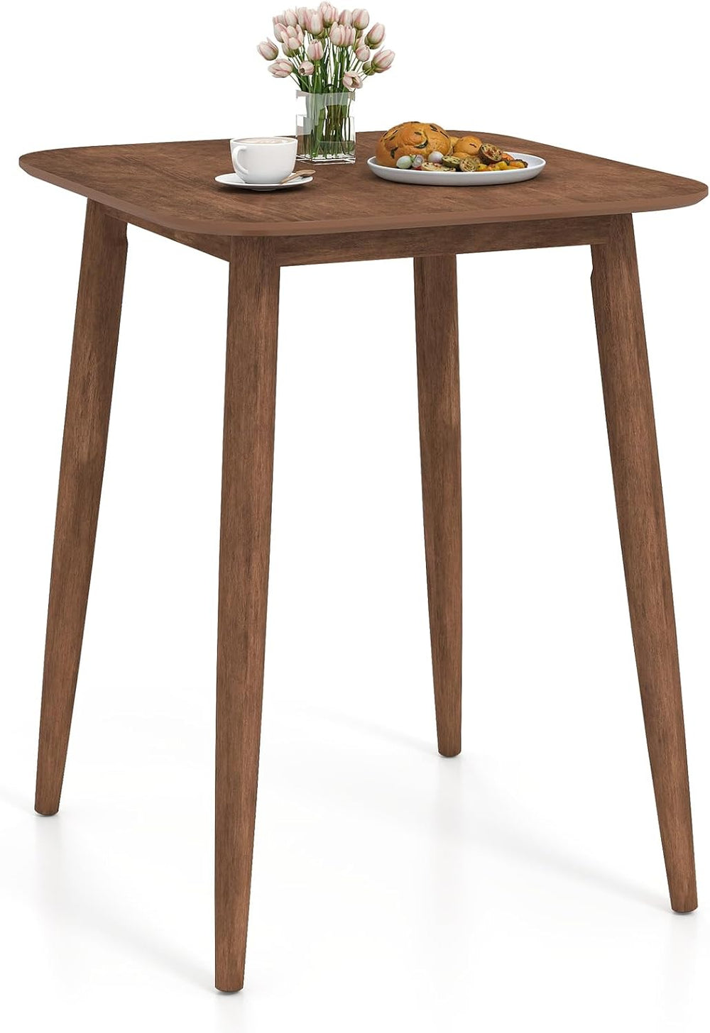COSTWAY 36 Inch Counter Height Dining Table, Solid Rubber Wood Farmhouse Kitc...