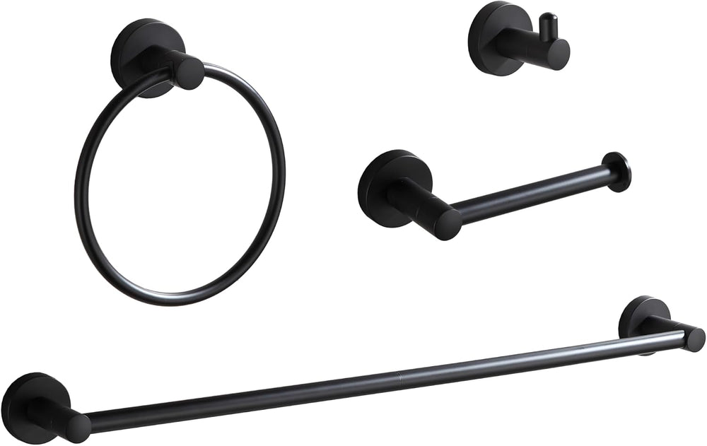 BGL Bathroom Hardware Set Matte Black 4-Pieces Bathroom Towel Rack 24 Inches ...