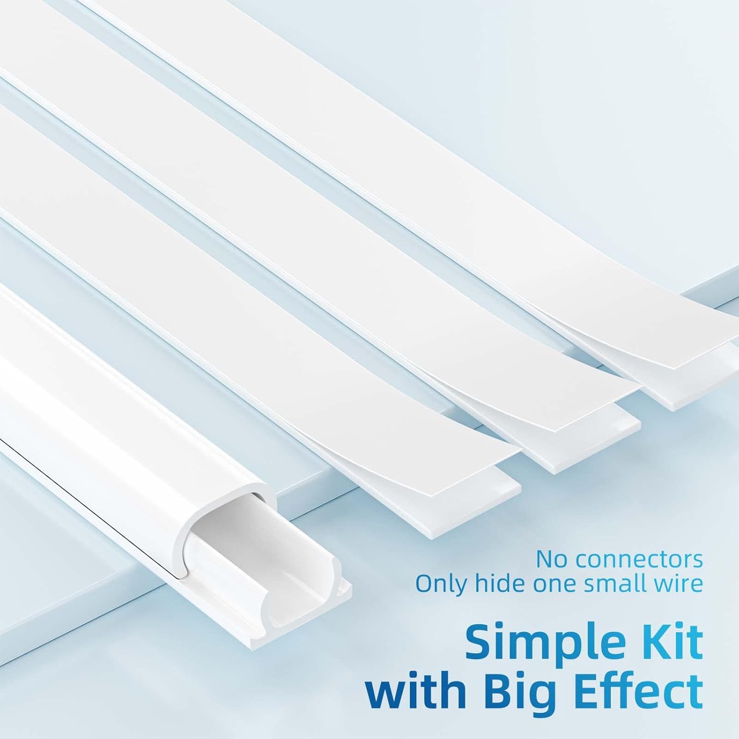 Yecaye 128in Mini Cord Hider for 1 Mini Wire, On-Wall Cord Cover Channel, Tape Wire Concealer, Cable Cover Cable Management for Home Office, W0.5in H0.31in, White