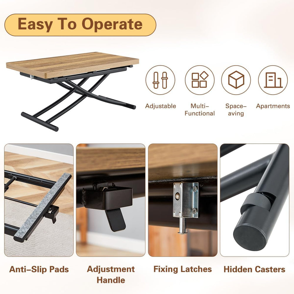 4 in 1 Adjustable Folding Dining Table, Drop Leaf Coffee Table for Small Spac...