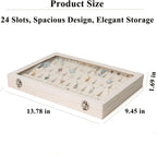 Jewelry Box Necklace Organizer Tray (Beige) Necklace Display Case for Storage Jewelry Necklaces Display Stand 24 Slot Pendant Holder for Women