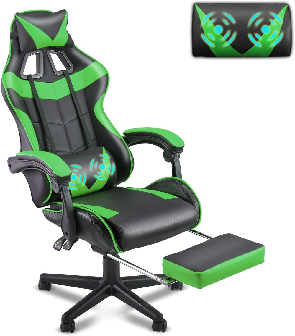 Soontrans Green Gaming Chair with Footrest,Racing Gaming Chair,Computer Gamer...