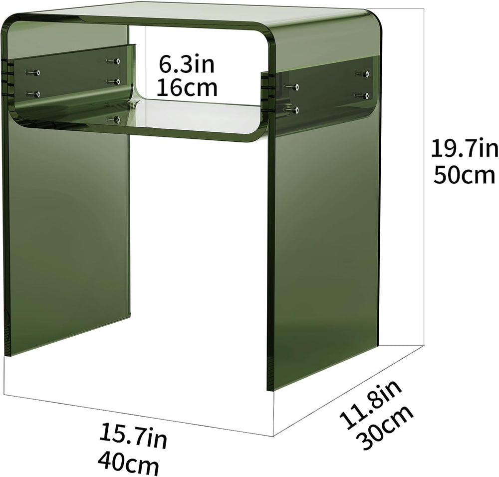 Clear Acrylic End Table 2-Tier Bedside Nightstand for Living Room Bedroom (1,...