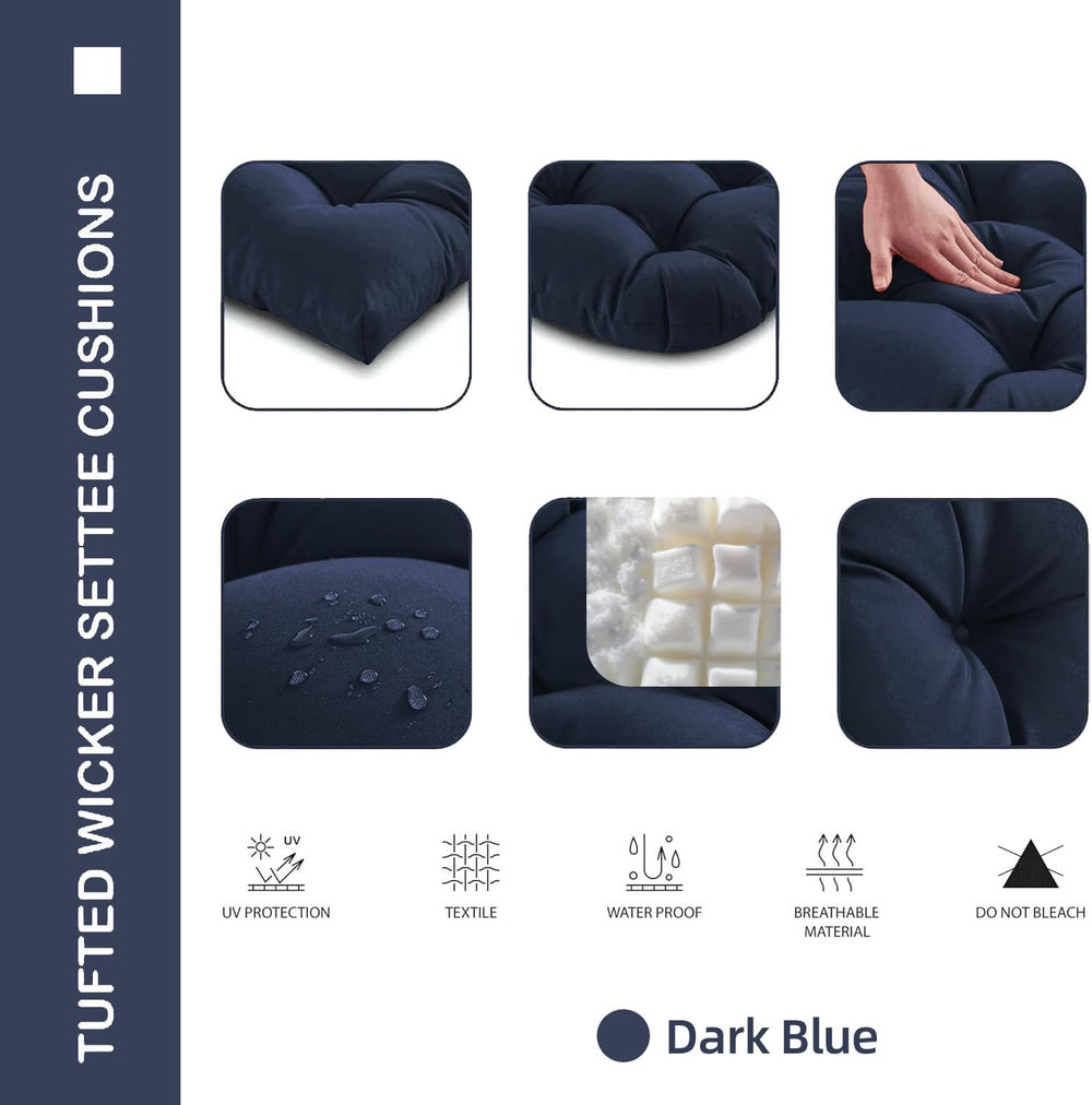 Outdoor Chair Cushions 19x19x4 Inch Set of 2, Dark Blue