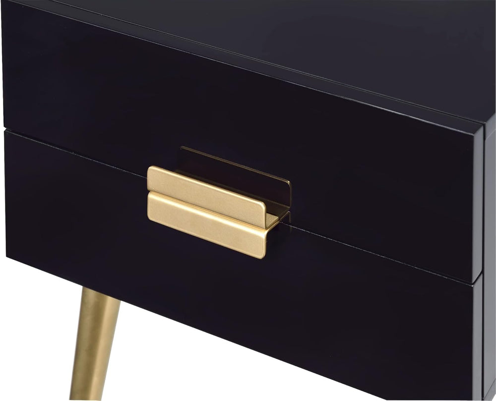 Penau Black and Gold End Table, Rectangular High Gloss Engineered Wood Top, M...