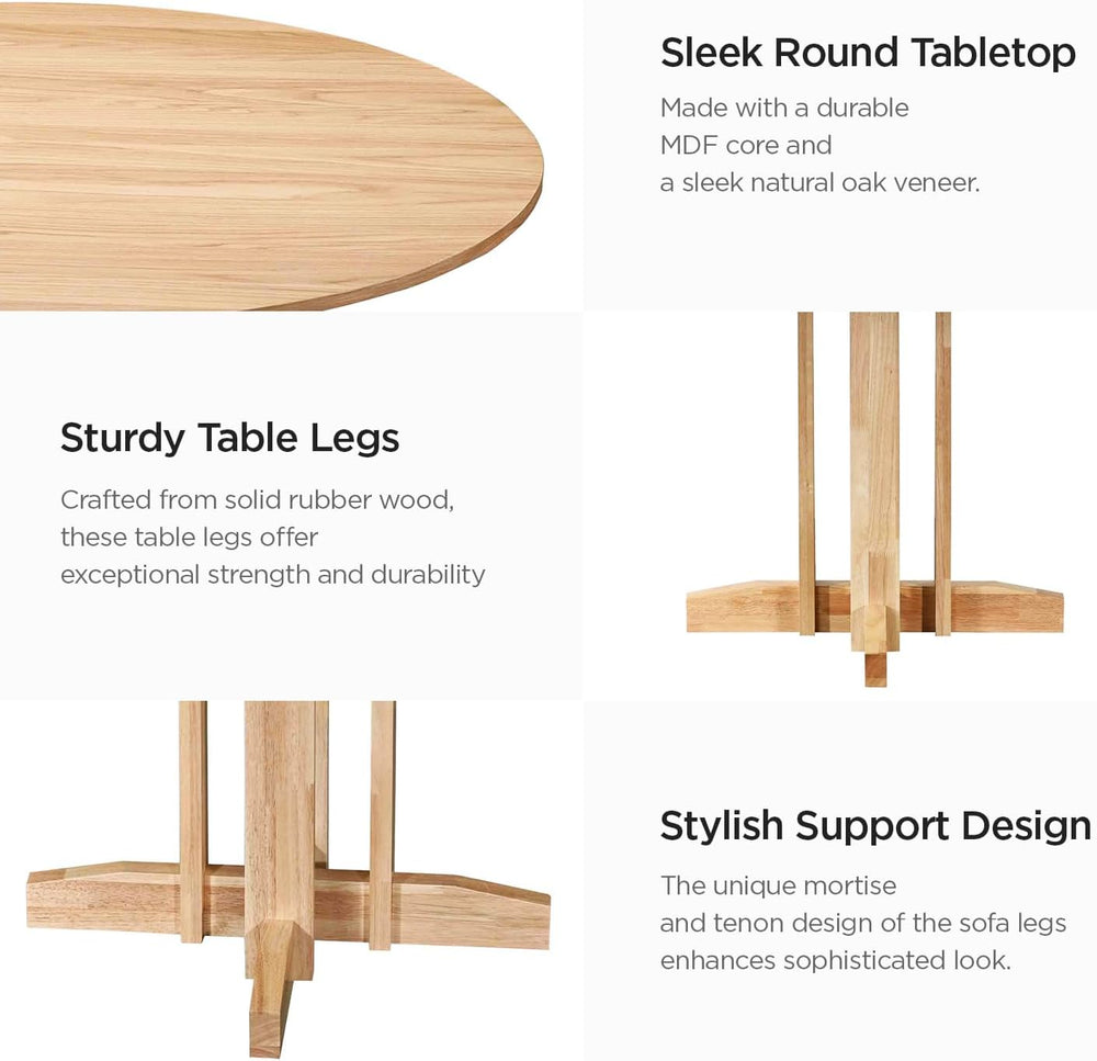Acanva 47" Small Round Dining Table for 4 Person, MDF Top and Sturdy Woo...