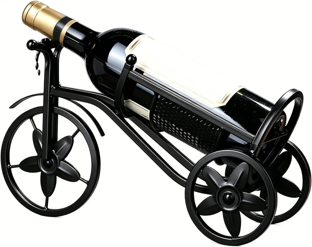 Metal Wine Rack, Tricycle Shaped Small Wine Bottle Holder | Welded Iron Frame...