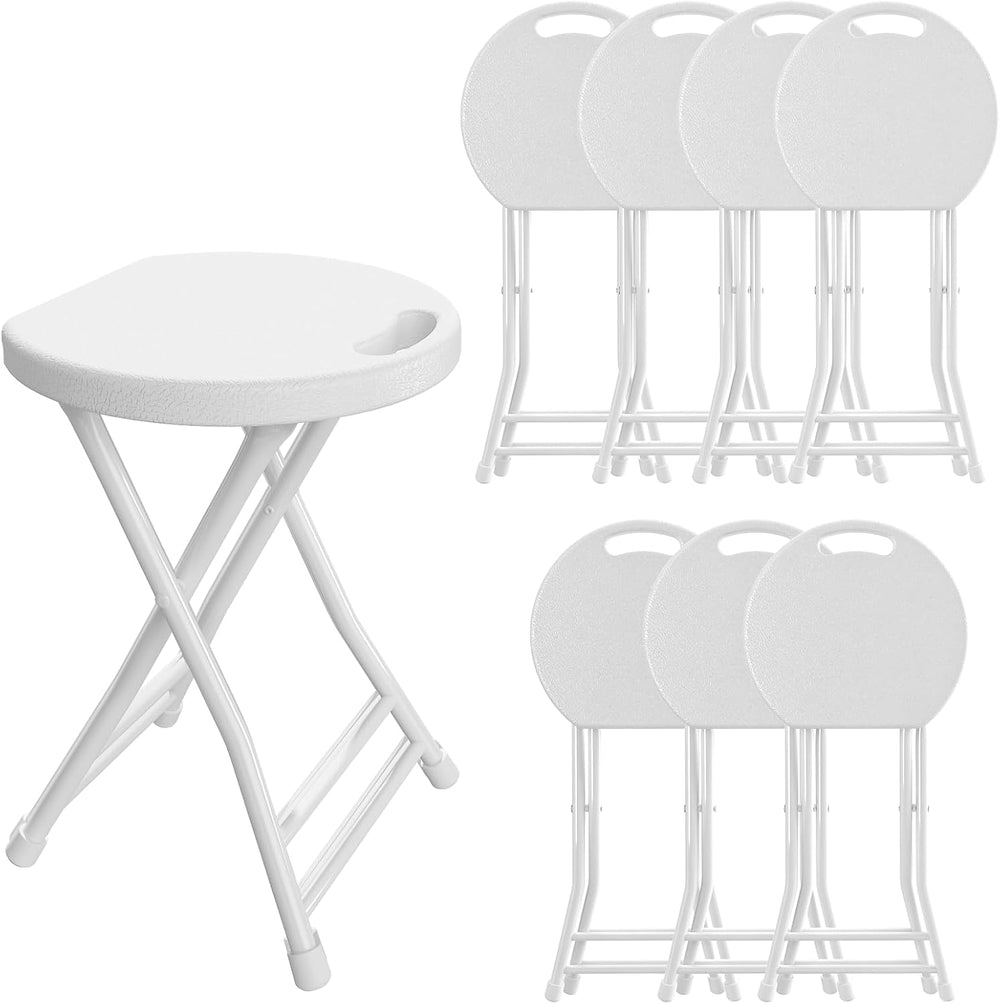Folding Stool, 18 Inch Foldable Stool with Handle & Steel Frame, Pack of ...