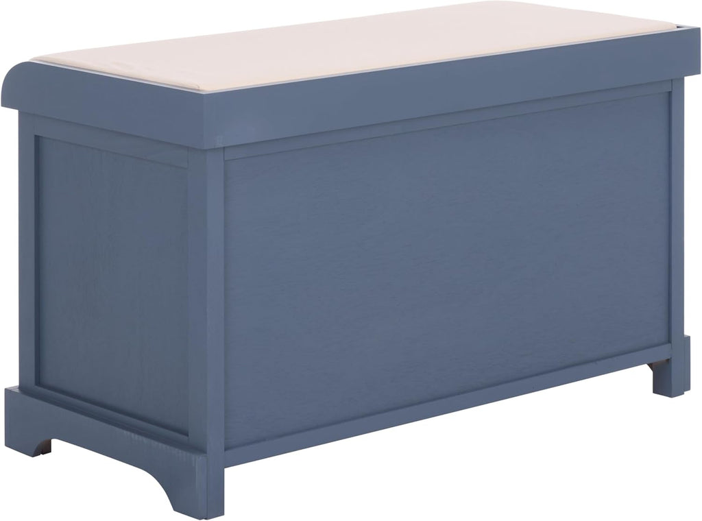 SAFAVIEH Furniture - Freddy 2-Basket Storage Bench - Blue - Solid Wood - Coastal Basket Storage Design - Ideal for Entryway, Living Room, Hallway, 18" Seat Height - Fully Assembled (AMH5736K)