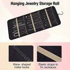 Hanging Jewelry Organizer, Dual-Sided Necklace Holder with Multiple Clear Pockets - Wall Mount & Over The Door Closet Storage for Earrings, Rings, Bracelets - 360° Rotating Hanger (1, Black, XL)