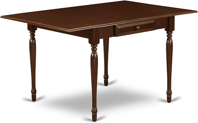 East West Furniture MZDA3-MAH-C 3 Piece Kitchen Table Set for Small Spaces Contains a Rectangle Dining Table with Dropleaf and 2 Linen Fabric Upholstered Chairs, 36x54 Inch, Mahogany