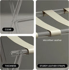 Sumerflos Acrylic Luggage Rack for Guest Room - Foldable Suitcase Stand with Leather Straps for Bedroom Living Room Hotel Heavy-Duty, Holds up to 50-100 lb lightweight Space Saving, Beige, 1 Pack