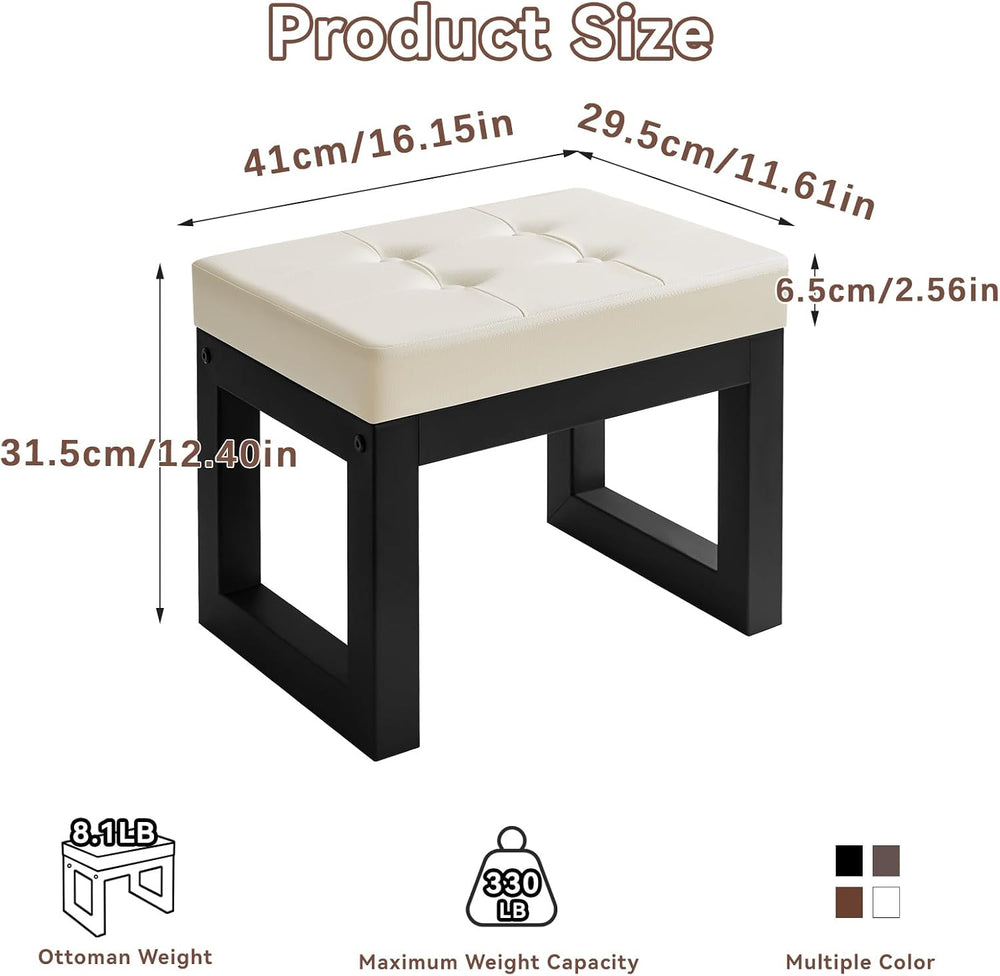 IBUYKE 16 Inch Small Foot Stool Ottoman, Rectangle PU Faux Leather Foot Rest ...