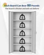 GarveeHome Storage Metal Cabinet 71" with Doors and Shelves Adjustable Adjustable Feet and Lock Tall Storage Cabinet for Pantry Garage Craft Bedroom Office