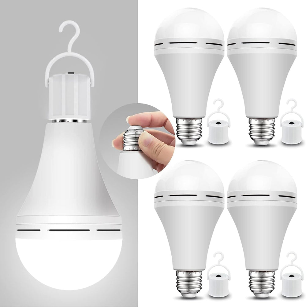 Neporal 4 Pack Emergency-Rechargeable-Light-Bulb, Stay Lights Up When Power F...