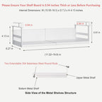 Expandable Under Cabinet Shelf Organizer with 0.94-Inch Thick Clips, Heavy Duty Extendable Under Shelf Storage Basket for Pantry or Laundry Room, White, 1 Pack, Interior: 4.13" H x 7.2" D
