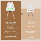 OLIXIS Set of 4 Dining Kitchen Mid-Century Modern Chairs with Wood Legs and PU Leather Cushion for Living Room Bedroom Outdoor Lounge, White