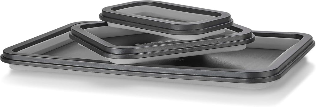 Collapsible Magnetic Parts Tray Set - 3 Different Size Tool Trays for Screw, Bolts, Nuts, Washers, Pins and Other Small Metal Parts, Mechanic Tool Gifts for Men - Light Grey