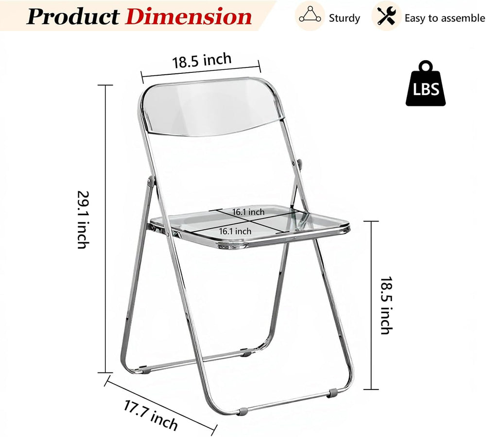JPBSTO 2 Pack Clear Plastic Folding Chairs - Modern Duo Stackable for Studio ...