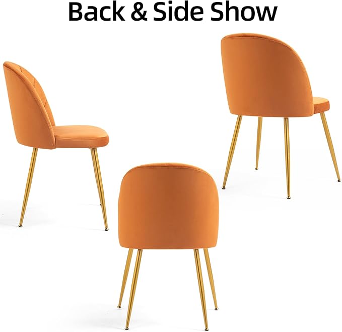 Velvet Dining Chairs Set of 4, Upholstered Mid Century Modern Dining Chairs, ...