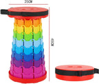 Portable Folding Stool for Queuing and Bus Waiting, Adjustable Plastic Seat with Durable Construction，Rainbow Color