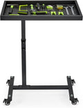 Adjustable Work Table with Wheels, Mechanic Rolling Tool Tray Table for Garage Repair Shops DIY, 220LBS Capacity Mobile Heavy Duty Steel Tool Cart (Black)