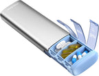 Vaydeer Metal Travel Pill Organizer – Compact Weekly Pill Box for Daily Medication – Portable Small Pill Case for Vitamins, Pills & Supplements (Silver)