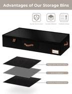StorageWorks Large Under Bed Storage Containers with Handles and Label Holder, 2 Pack Ultra-thick Fabric Underbed Bins, Closet Organizer for Clothes, Blankets, Sweater