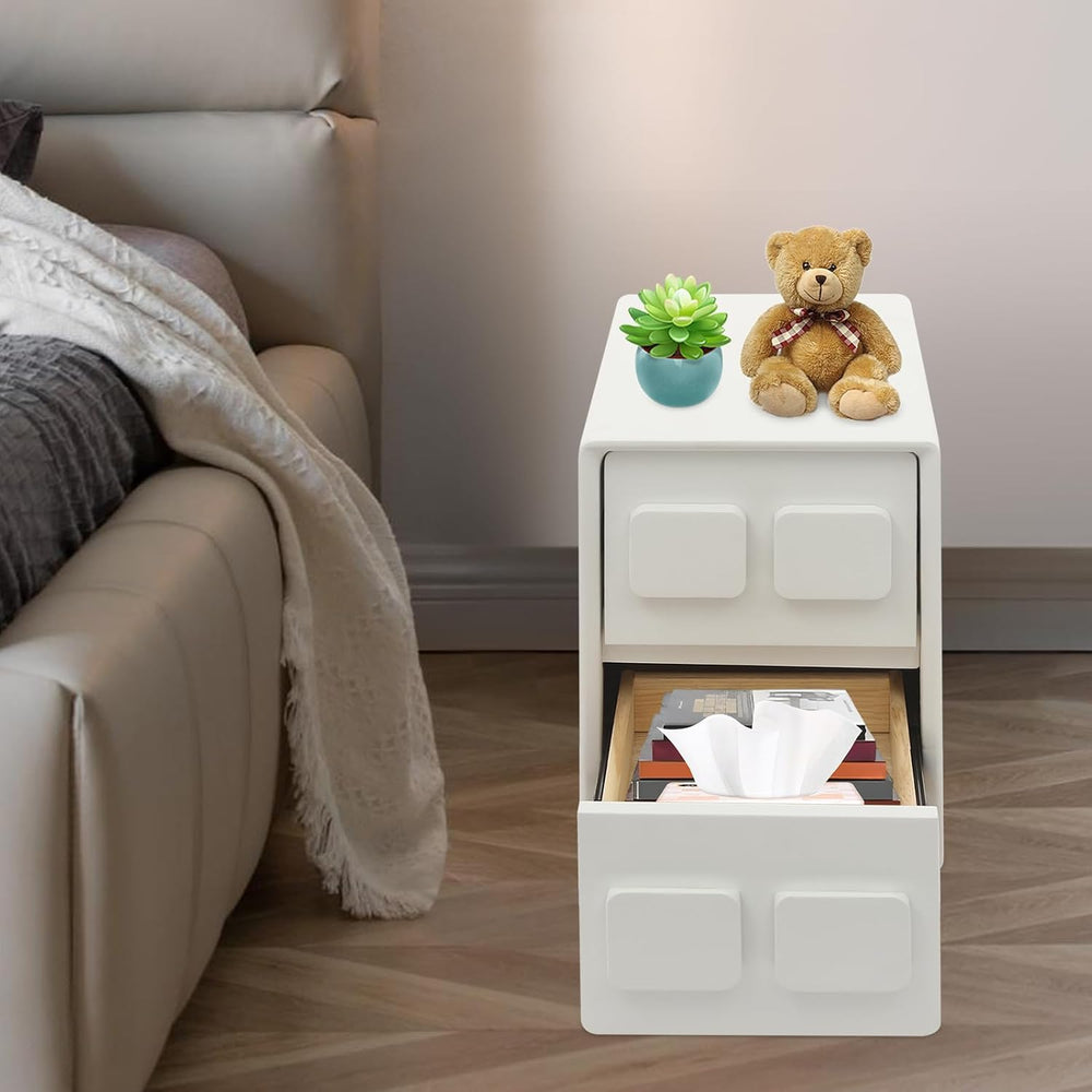 Modern Minimalist End Table, with 2 Drawers Bedside Table, Bedside Nightstand...