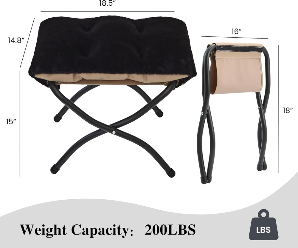 15"(H) Folding Ottoman, Foldable Footrest Stool, Portable Small Foot Sto...