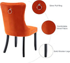 Velvet Dining Chairs Set of 2, Tufted Upholstered Dining Room Chairs with Back Ring Pull, Nailhead Trim and Solid Wood Legs, Modern Dining Chairs for Dining Room, Kitchen,Orange