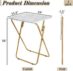 ZAVOOS Folding TV Tray Table, Rectangular TV Trays Dinner Snack Table for Eating on Couch, Portable Sturdy Marble Laptop Table with No Assembly Required for Bed, Recliner, Small Space