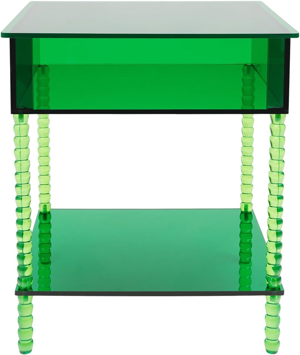 3-Tier Acrylic Side Table End Table with Storage & 44 Lbs Load Capacity &...
