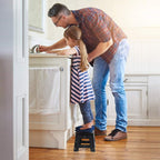 ACSTEP 9 Inch Wide and 9 Inch Folding Step Stool 2-Piece Set, 300 LB Capacity Plastic Foldable Stools with Handle, Non-Slip Step Stool, Home Use (Black & Black)