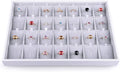 Oirlv 28 Region Ring Display Tray Stackable Jewelry Organizer Trays Leather Rings Storage Case