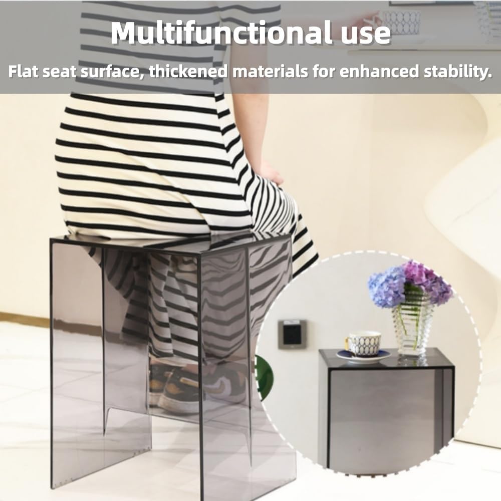 Modern Transparent ABS Side Table, Creative Night Stand for Small Spaces, Sim...