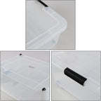 50 Quart Large Plastic Under Bed Storage Box, Clear Underbed Storage Containers with Wheels, 3 Packs