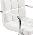 Yaheetech Bar Stools Set of 3, PU Leather Adjustable Barstools with Armrest, Counter Height Stool Chairs with Thickened Seat Cushion for Kitchen Island, White