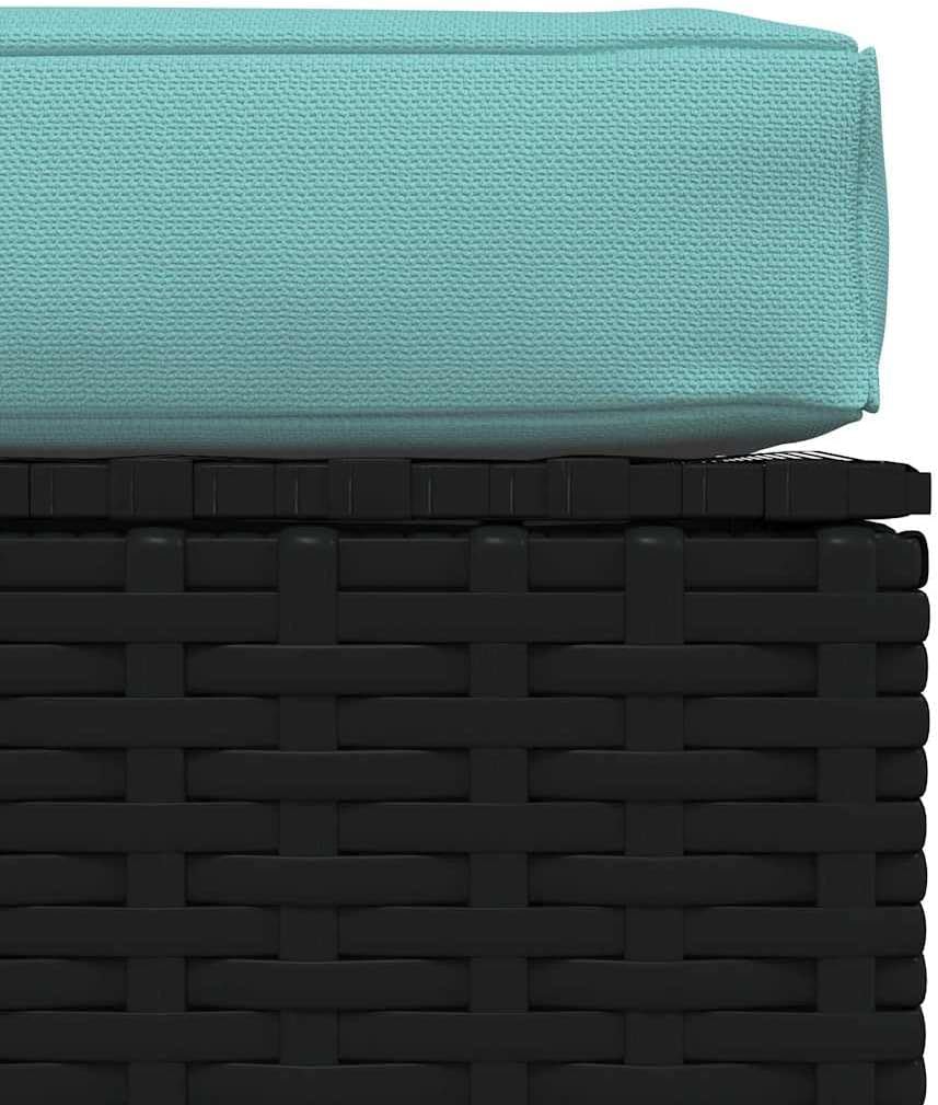 Outdoor Patio Footrest Ottoman with Aqua Cushion, Modular PE Rattan Footstool...