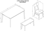 Merax 6-Piece Dining Table Set, One Table One Bench and Four Chairs, High Gloss White Tabletop with Light Oak Color