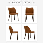 COLAMY Upholstered Dining Chairs Set of 4, Modern PU Leather Dining Room Kitchen Side Chair with Padded Seat and Wood Legs Restaurant/Cafe,Light Brown