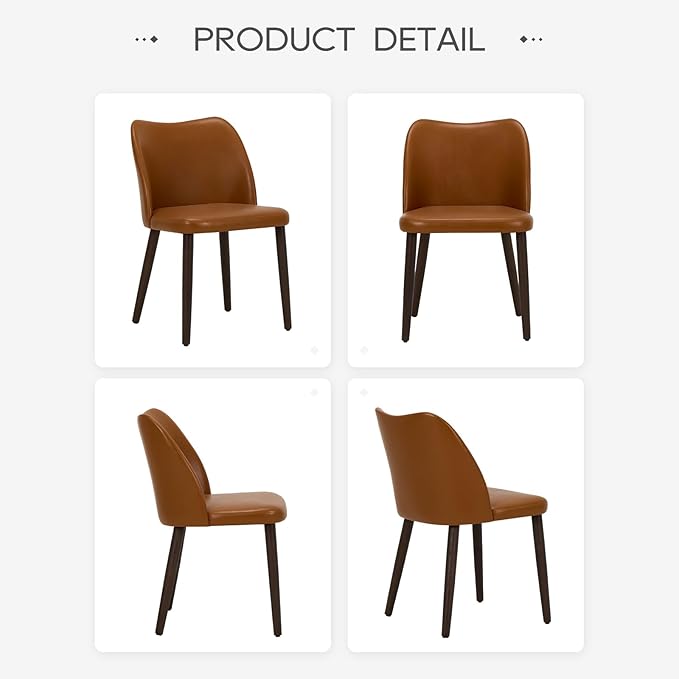 COLAMY Upholstered Dining Chairs Set of 2, PU Leather Dining Room Kitchen Sid...